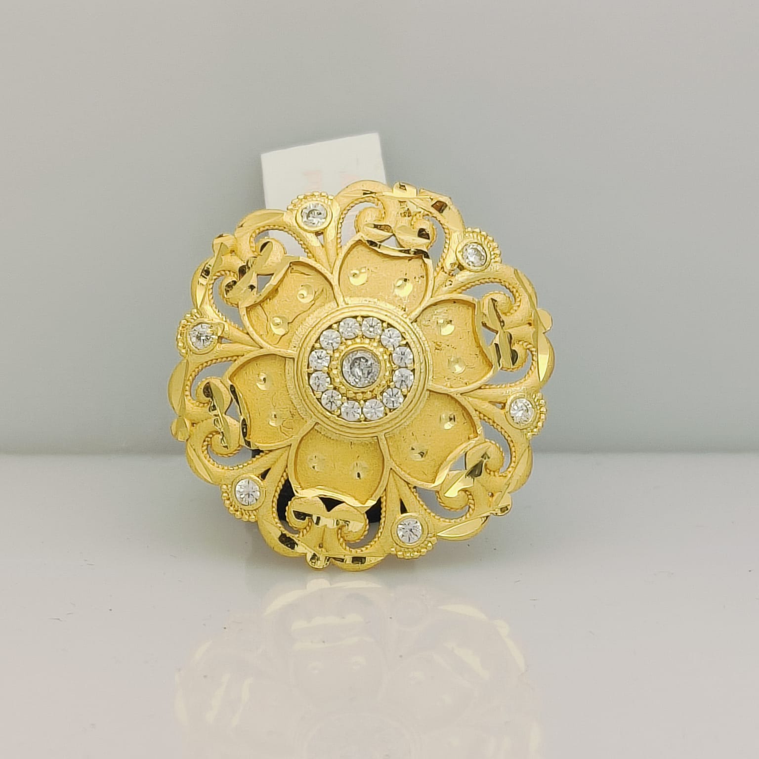 Micro Gold Plated Adjustable Floral Cocktail Ring