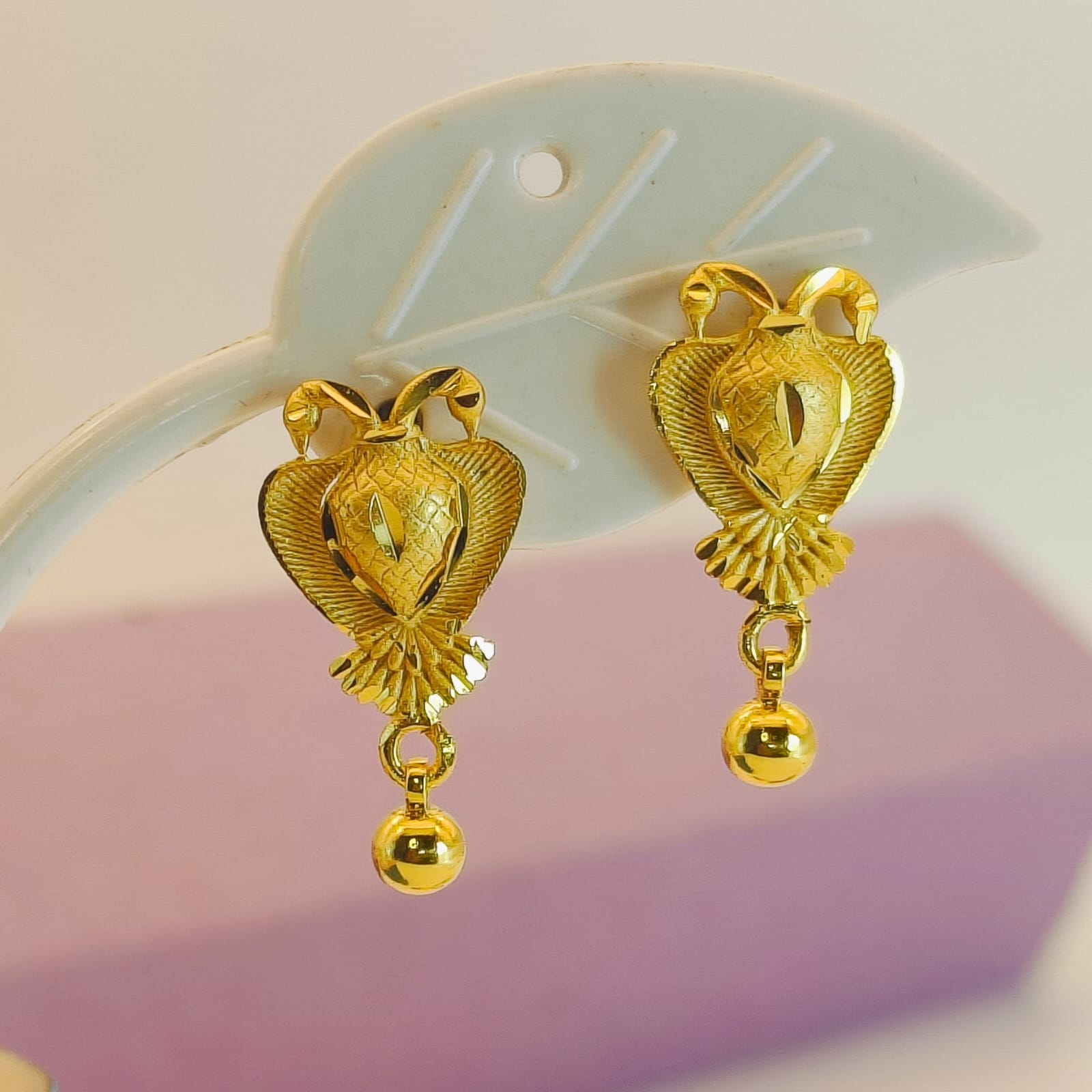 Regal Gold-Plated Peacock Filigree Drop Earrings